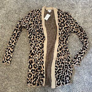 JCrew Leopard Print Open Front Longline Cardigan (NWT)